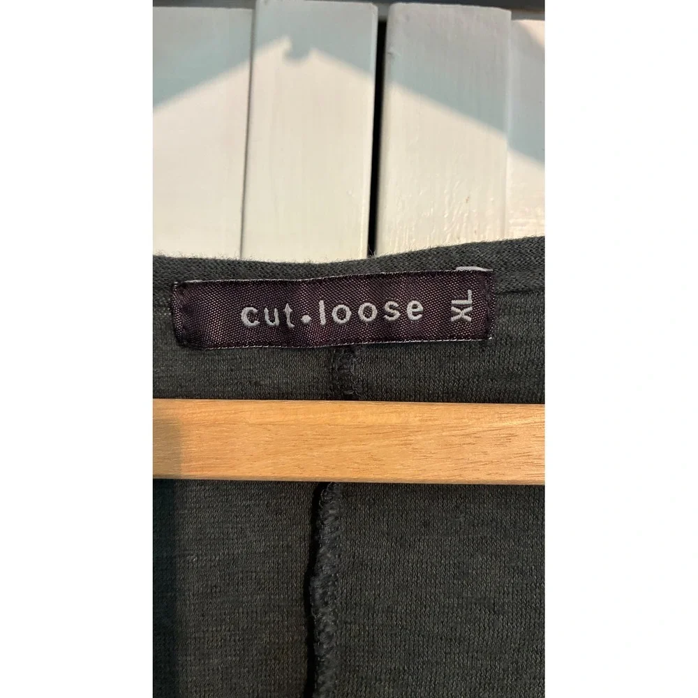 Cut Loose Charcoal Gray Cotton Linen Single Button Cardigan XL USA Lagenlook